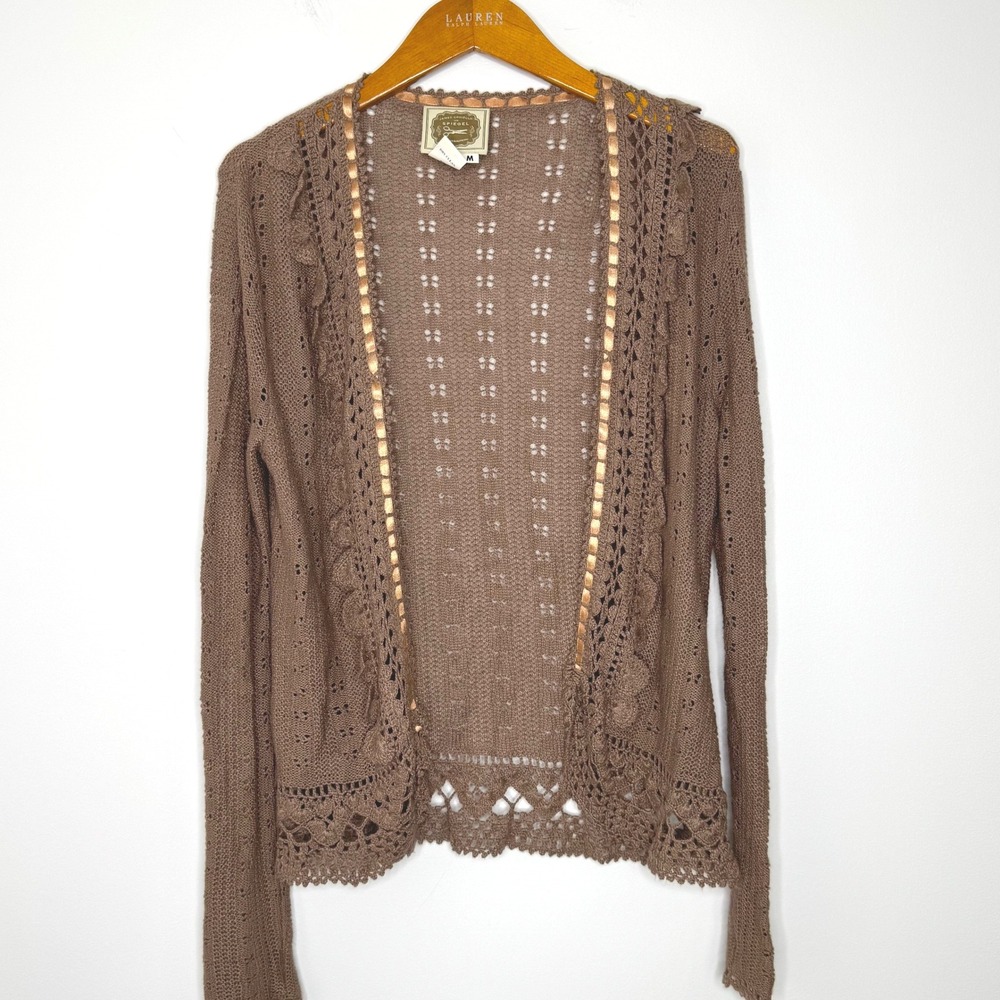 James Coviello for Spiegel Open knit crocheted sweater Medium